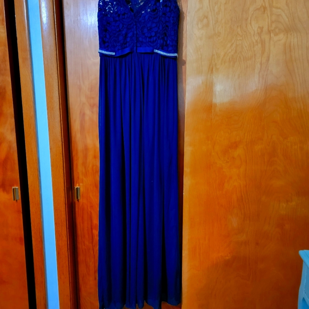 Beautiful Navy Blue dress with sequence belt